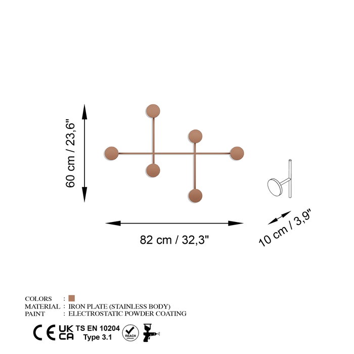 Wallity Dama-C Gancho de Pared de Metal Cobrizo Wallity Dama-C Gancho de Pared de Metal Cobrizo